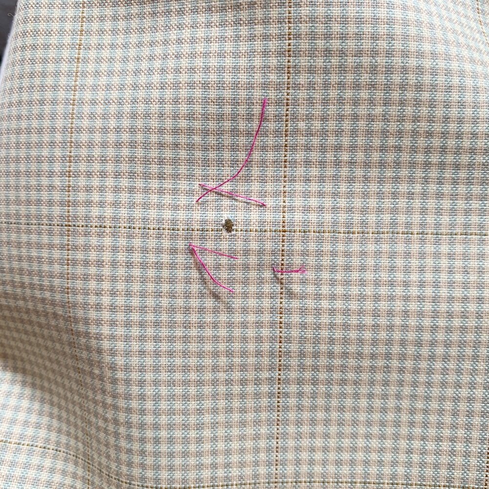 Pure Wool Taupe Blue Check Dibiella & Loro Piana Luxury Designer Fabric - Picture 13 of 14